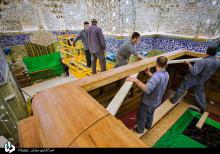 نصب سازه چوبی ضریح جدید حرم حضرت عباس(ع)